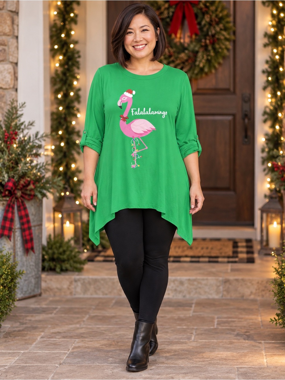 Holiday Flamingo Tunic Top